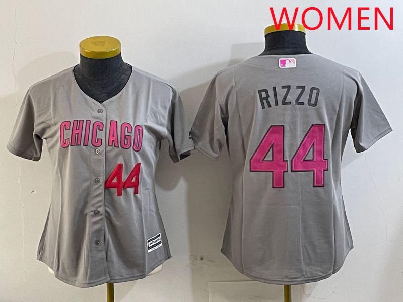 Women Chicago Cubs #44 Rizzo Grey Fashion Game 2025 Nike MLB Jersey style 4->women mlb jersey->Women Jersey